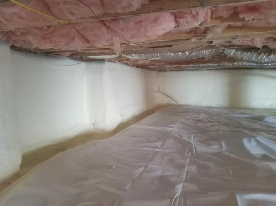 Crawl space encapsulation with closed-cell spray foam for Roof Waterproofing in Boston